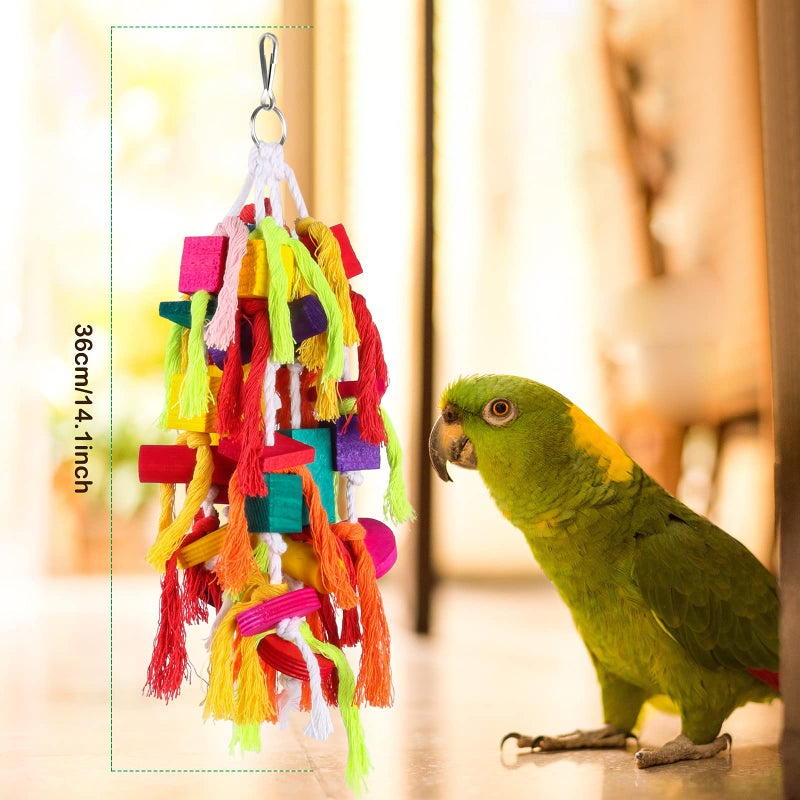 Rypet Large and Small Parrot Chewing Toys Parrot Cage Bite Toy Wooden Block Tearing Toys for Conures Cockatiels African Grey and Other Amazon Parrots - Image 2